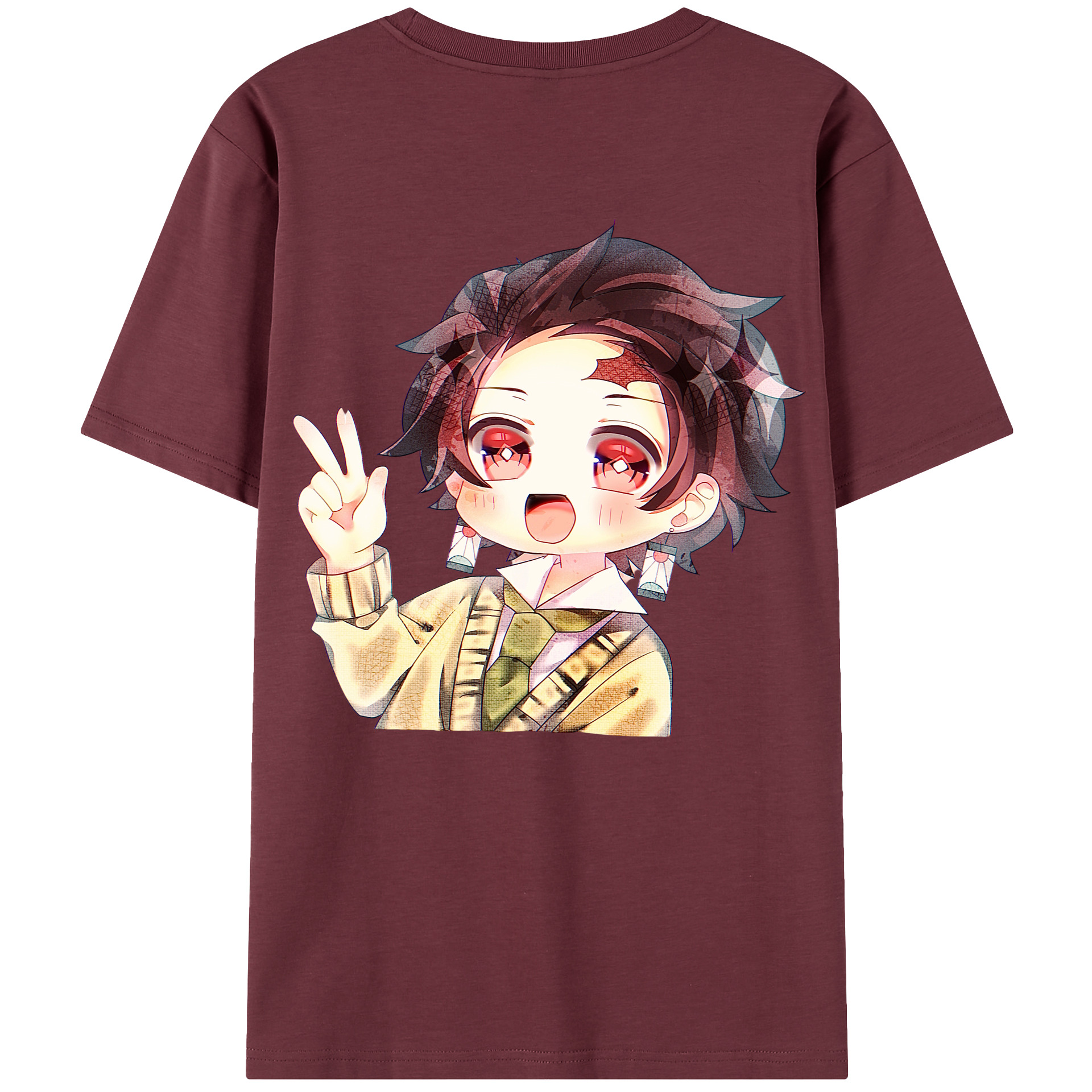 （画像用） 鬼滅の刃 竈門 炭治郎／かまど たんじろう Kamado Tanjirou 綿100％半袖Tシャツ（背面プリント）